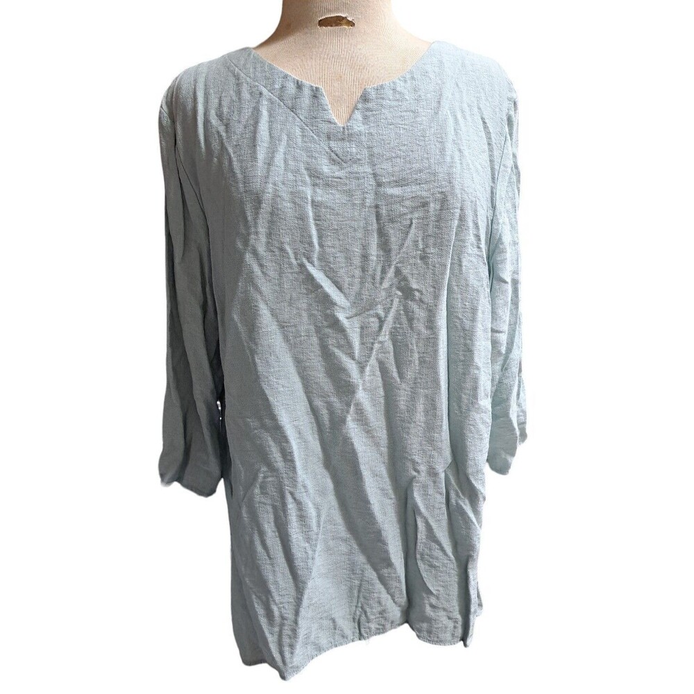 Niche Nilgun Derman Tunic Top Women XL Lagenlook Green Relaxed Fit Minimalist